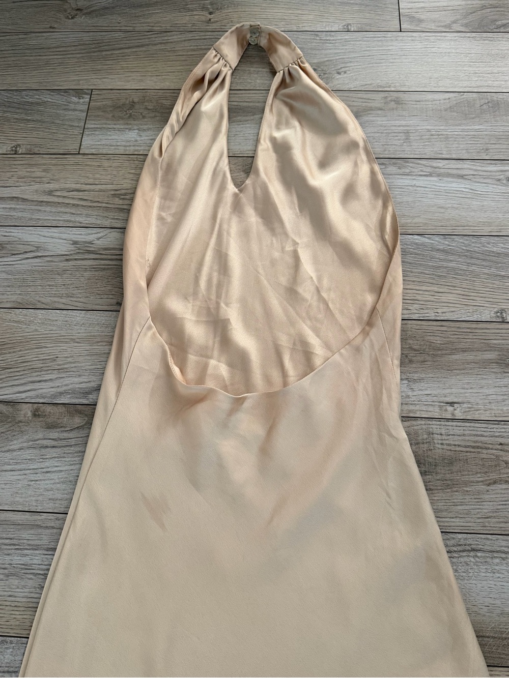 Show Me Your MuMu Champagne Halter Satin Maxi Dress - Picture 6 of 10